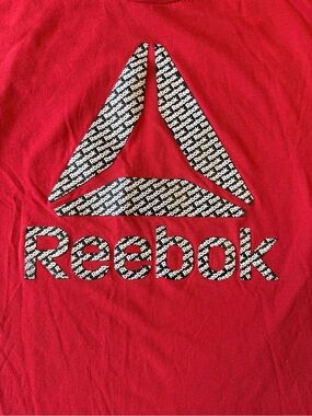 Reebok Red Tee with Black & White Logo Print